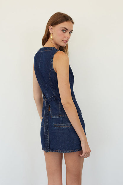 Denim Button Vest Top