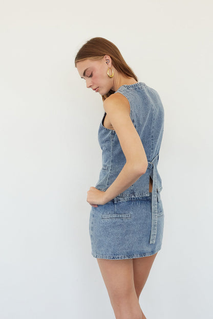 Denim Button Vest Top