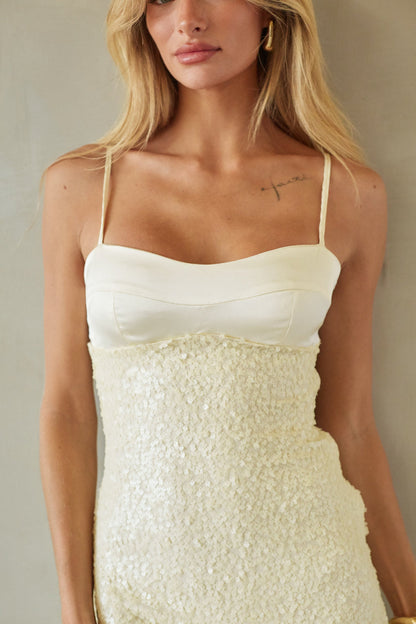 Satin Sequin Mini Dress
