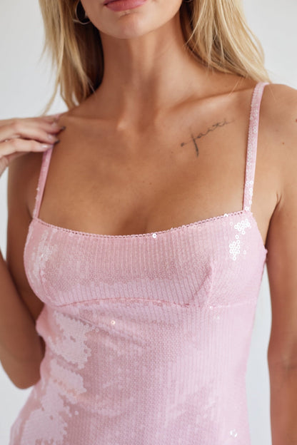 Open Back Sequin Mini Dress