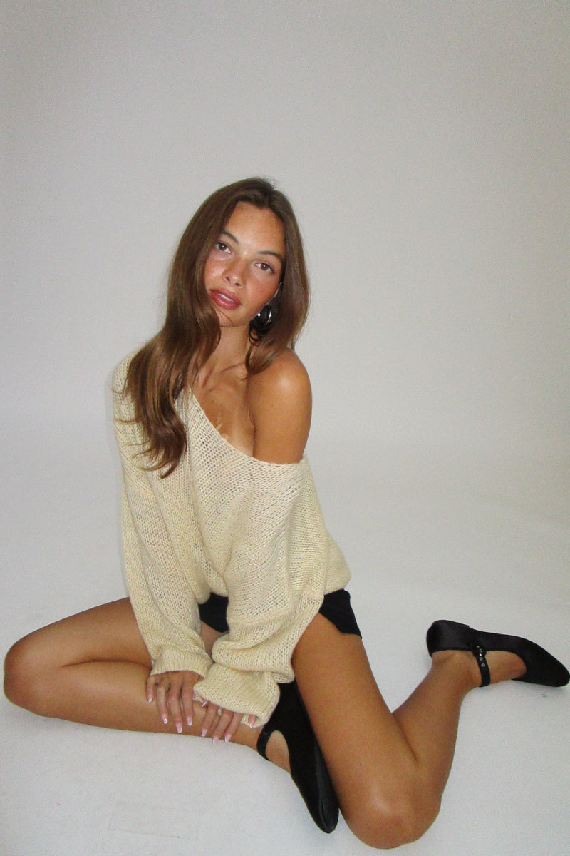 Off Shoulder Knit Sweater