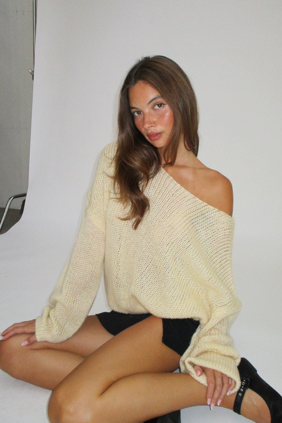 Off Shoulder Knit Sweater