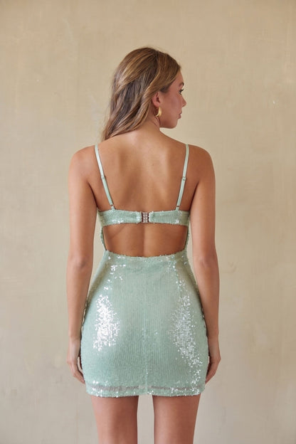 Open Back Sequin Mini Dress