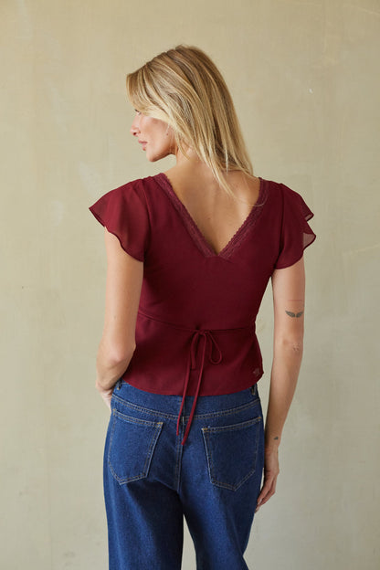 Lace Trim Babydoll Top