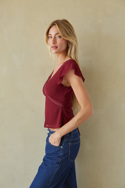 Lace Trim Babydoll Top