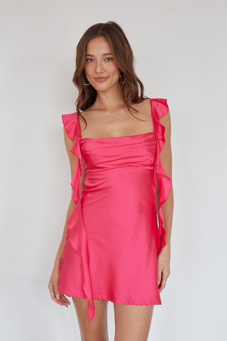 Ruffle Strap Mini Dress