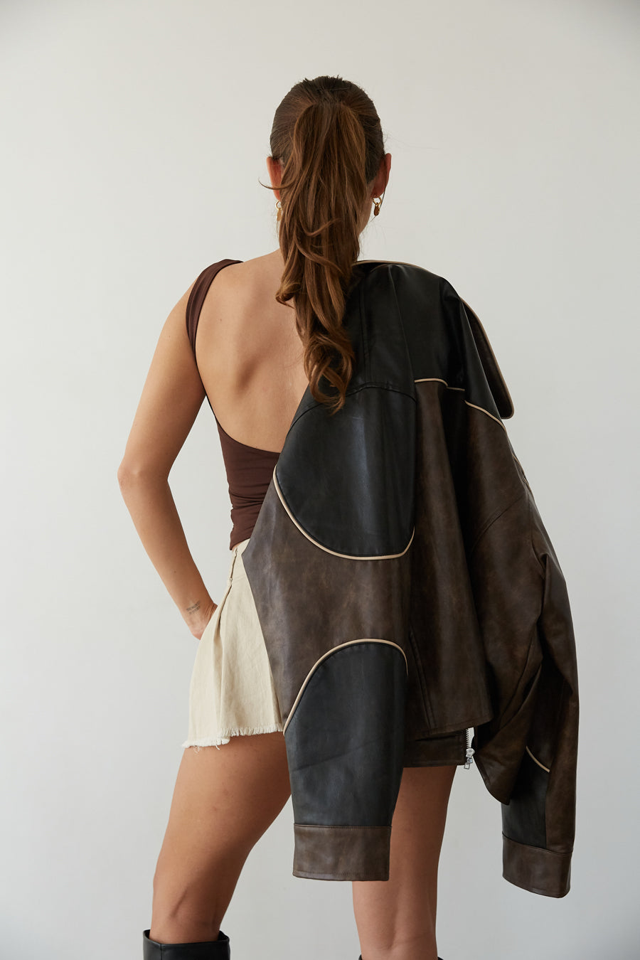 Faux Leather Bomber Jacket
