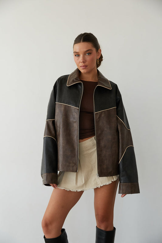 Faux Leather Bomber Jacket