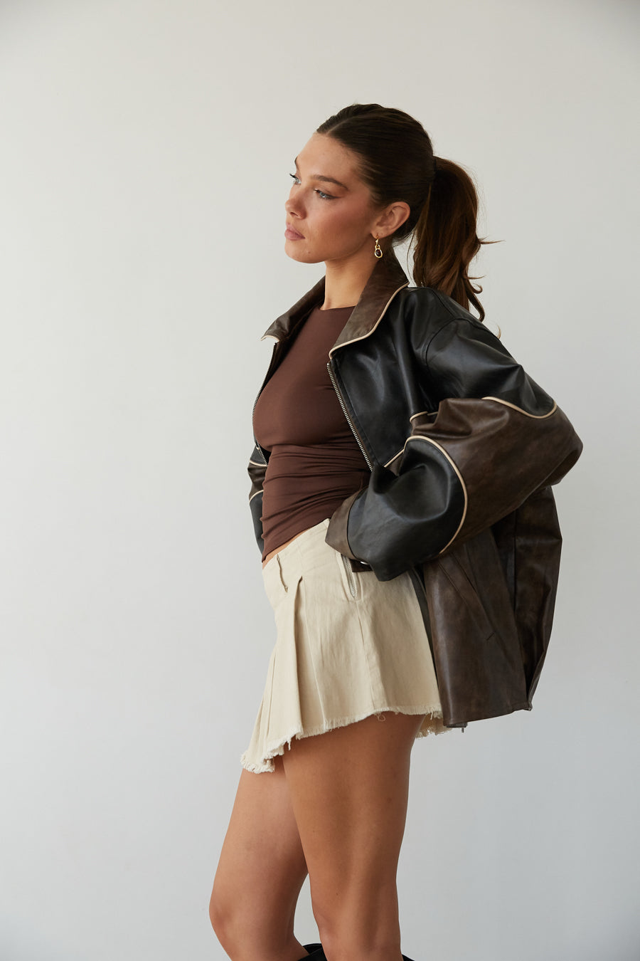 Faux Leather Bomber Jacket