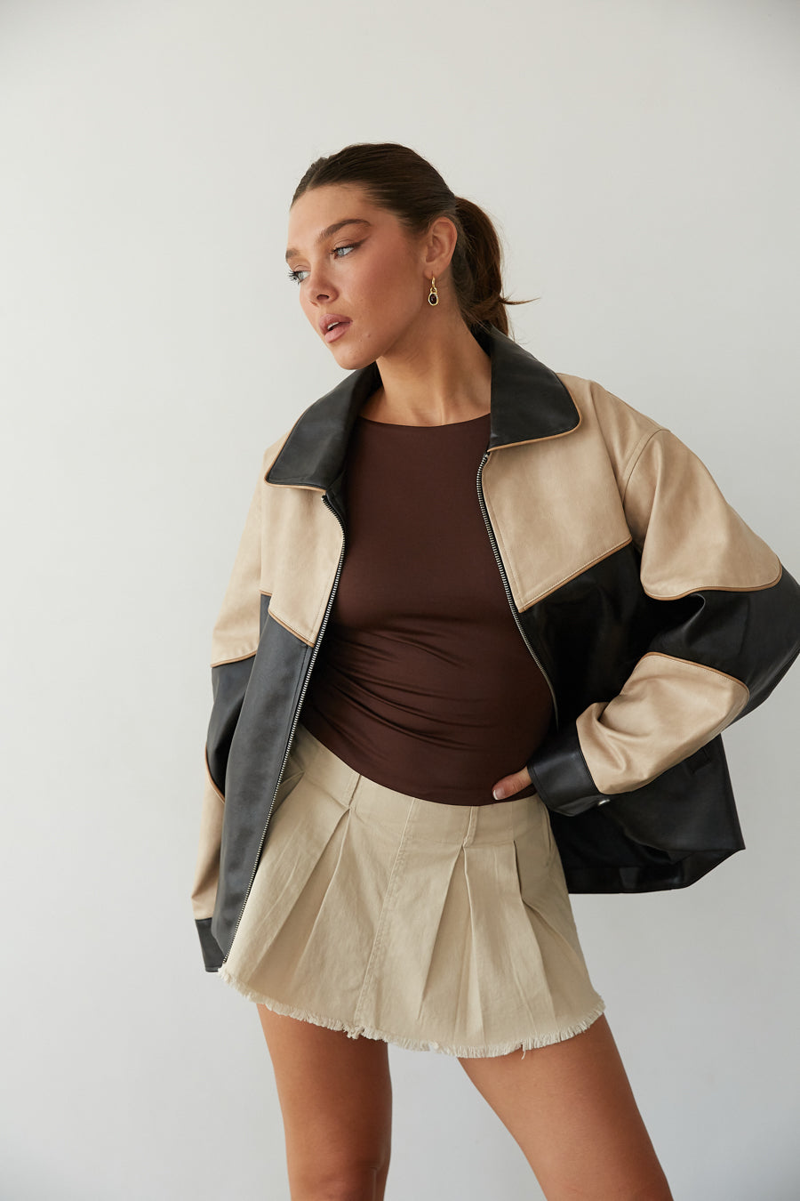 Faux Leather Bomber Jacket