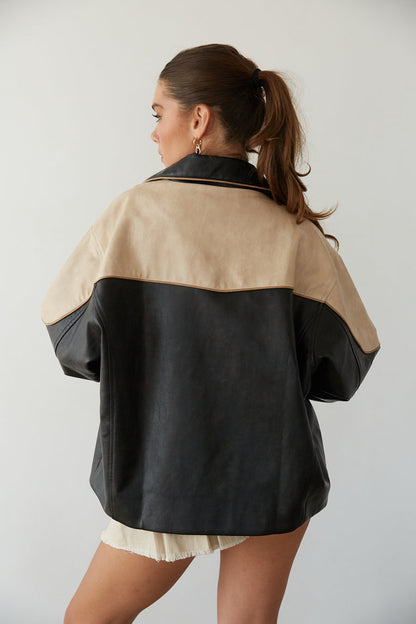 Faux Leather Bomber Jacket